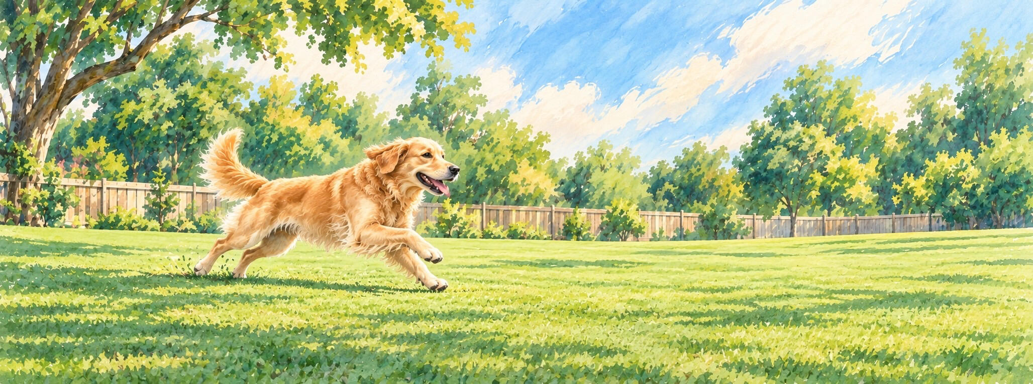 Golden Retriever jumping from the dock into the pool at Ducky Pool Haus